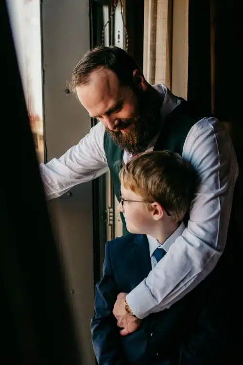 wedding photo of father and son