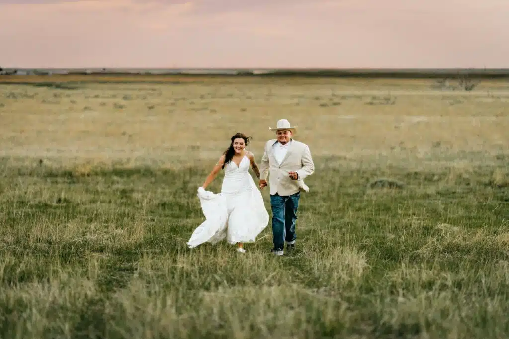 wedding shoot in field