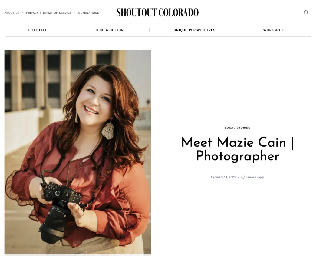 publised colorado photographer